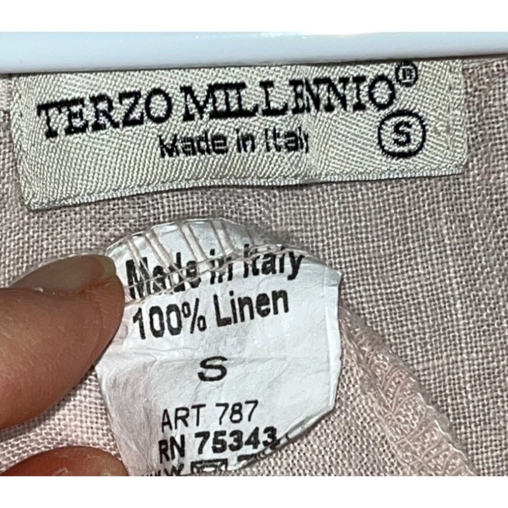 Terzo Millennio Linen Top Blush Tunic Beach Boho Coastal Embroidered Womens S - Picture 4 of 8